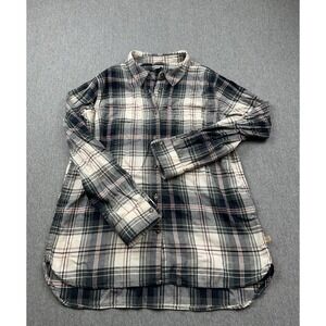 Carhartt Women's Large (12/14) Button Shirt Blue Green Plaid‎ Roll Up Sleeves